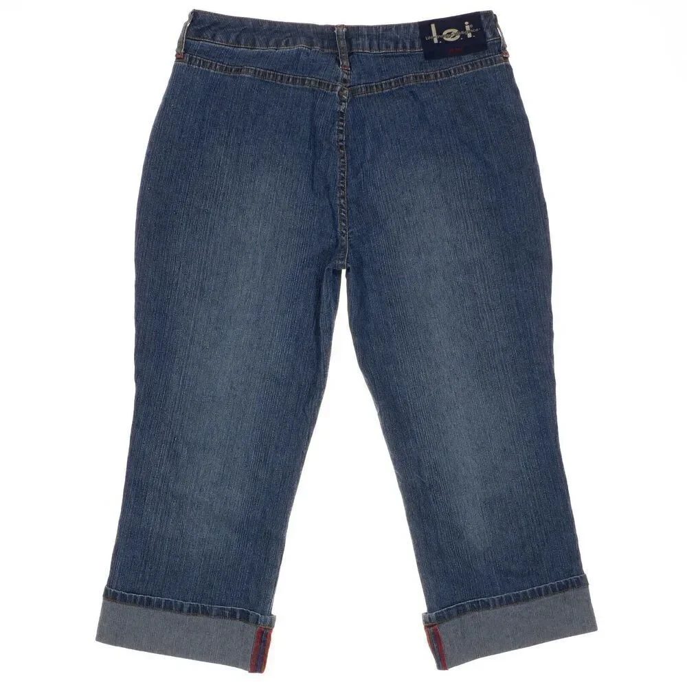 Lei Crop Capri Jeans Size 16 1/2 Girls Cuffed Blue Denim Measures 31 x 21.5
